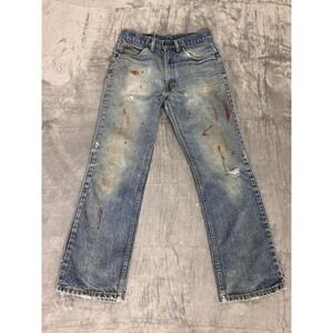 Vintage Levi's 517 Orange Tab Jeans Mens 30x28 Distressed Stained Straight Leg